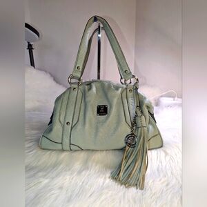 MCM Aqua Leather Tassel Satchel E4695